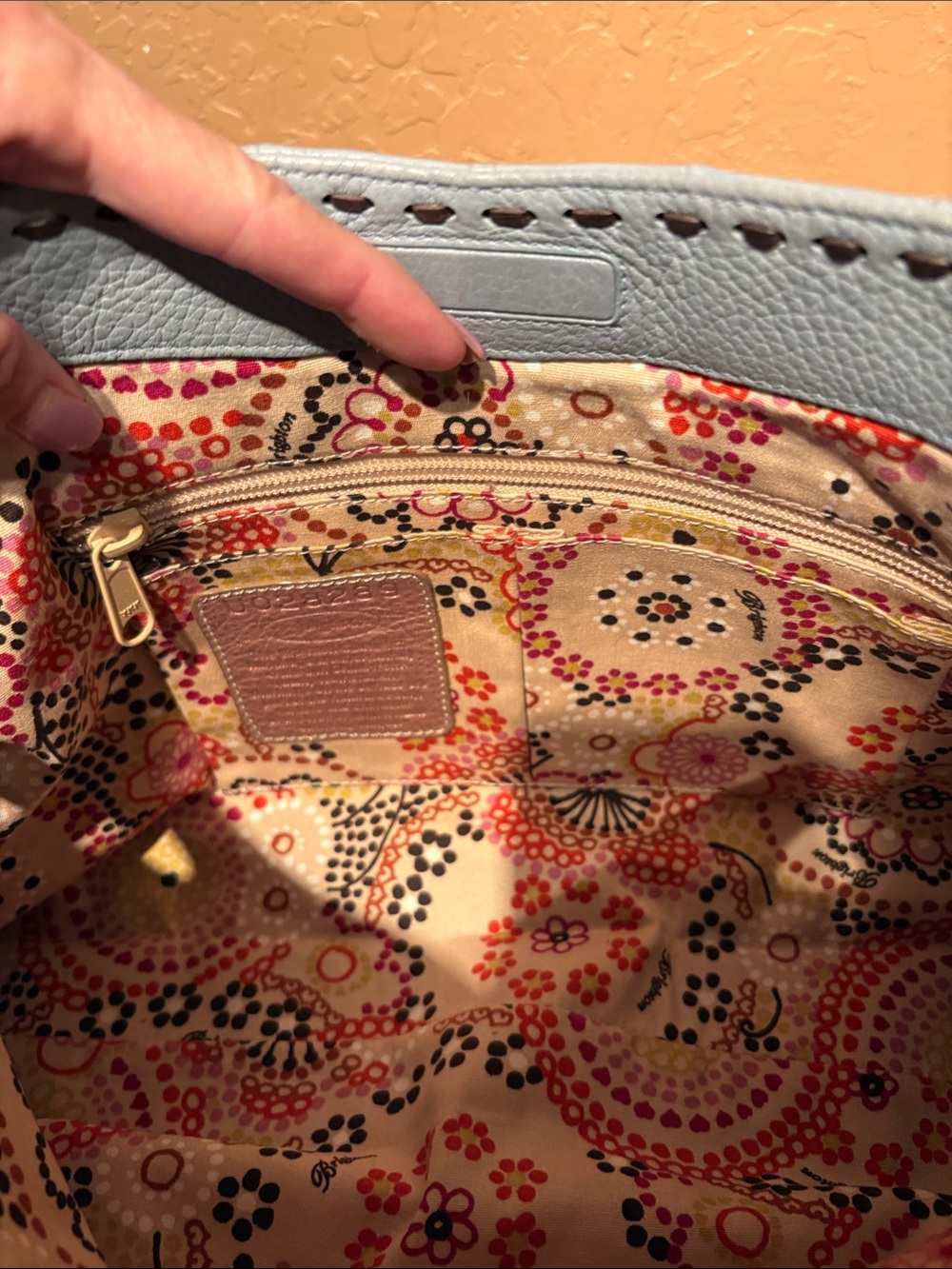 Brighton Very Rare Baretta Blue/Mint Pebbled Leather Shoulder Bag Like New! - Picture 7 of 10